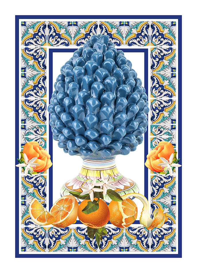 LE PIGNE di CALTAGIRONE strofinaccio 50 x 70 cotone 100%