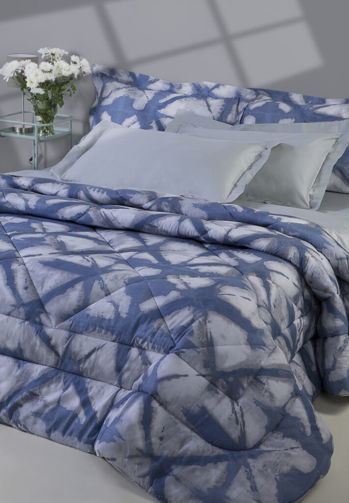 Mirabello lenzuolo copriletto Shibori col.blu
