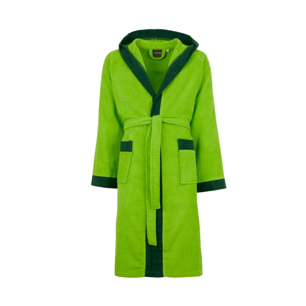 Accappatoio con cappuccio Carrara Fyber Voyage Moderno in Spugna verde
