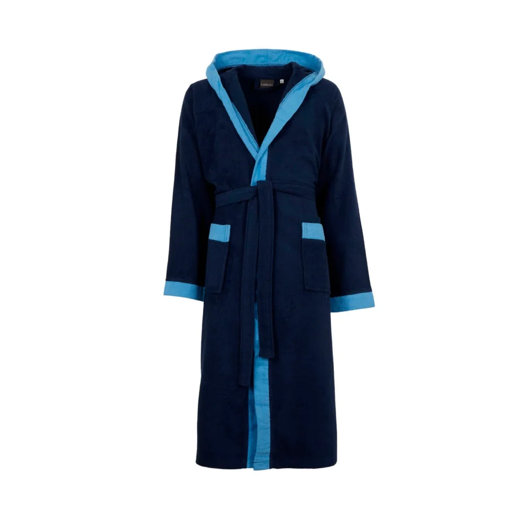 Accappatoio con cappuccio Carrara Fyber Voyage Moderno in Spugna blu